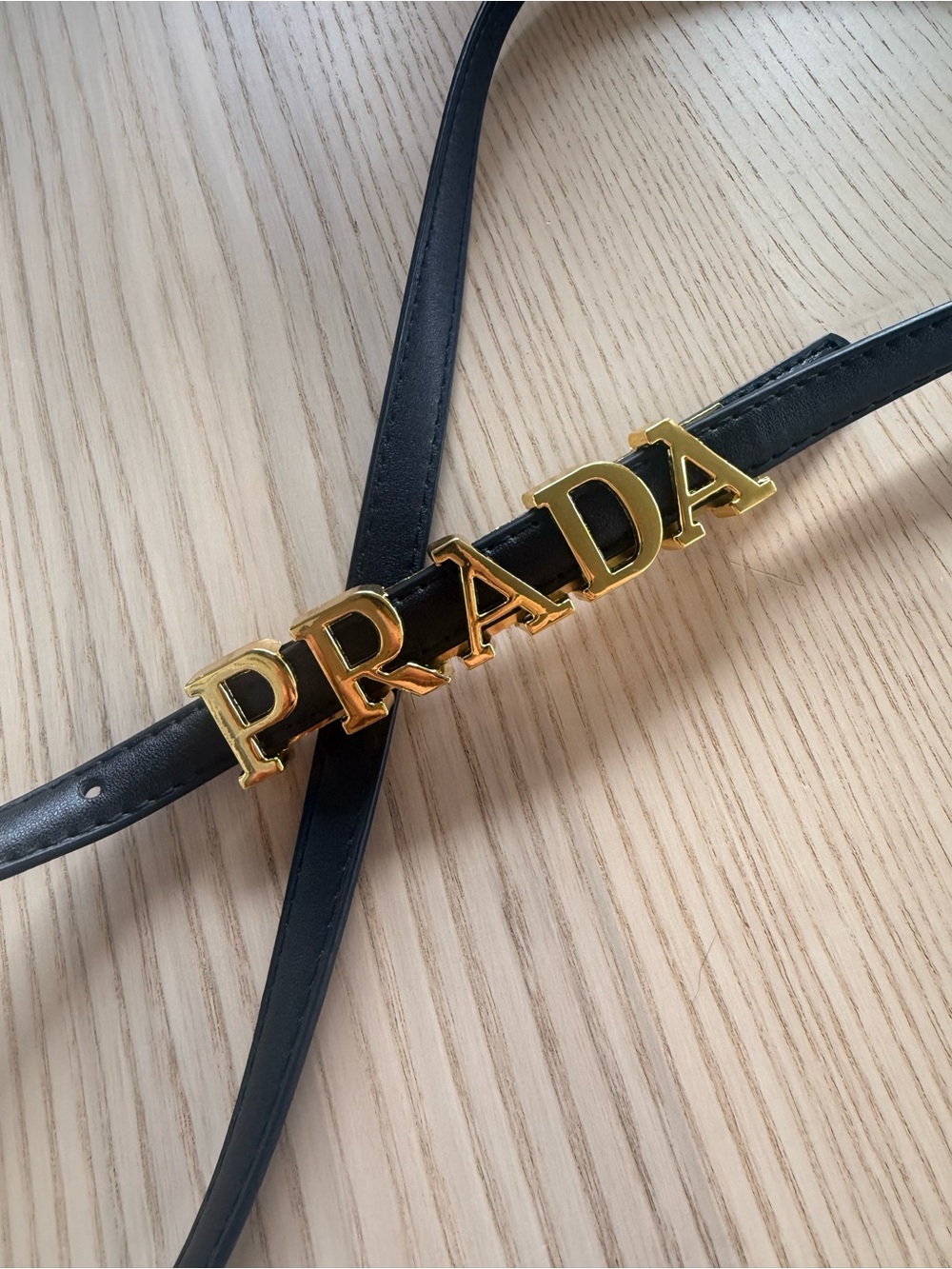 Black Logo Belt with Gold Lettering